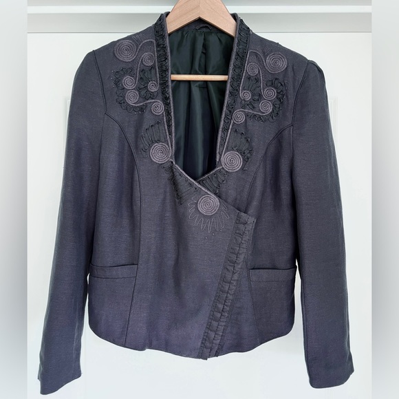 Embroidered Linen jacket, EUC, sz 10 - Picture 1 of 9